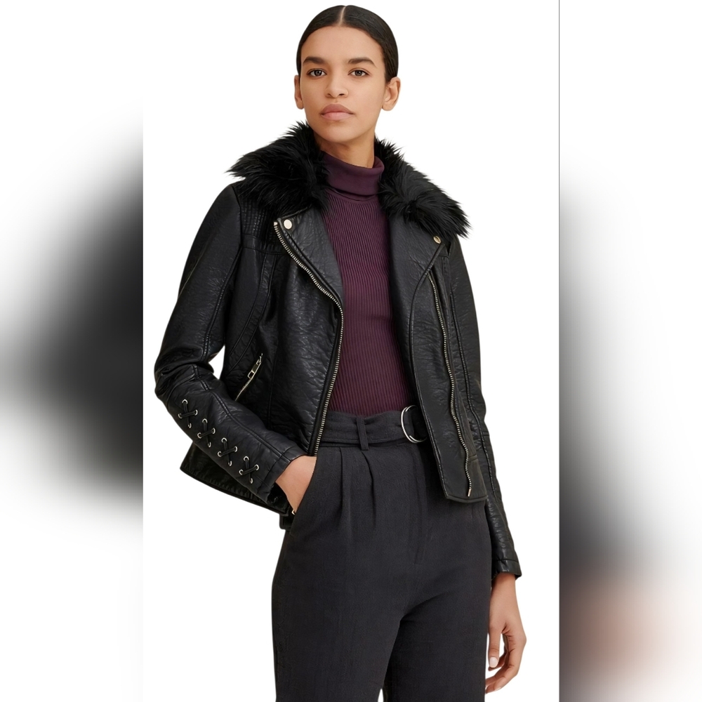 GUESS MIXED MEDIA MOTO JACKET